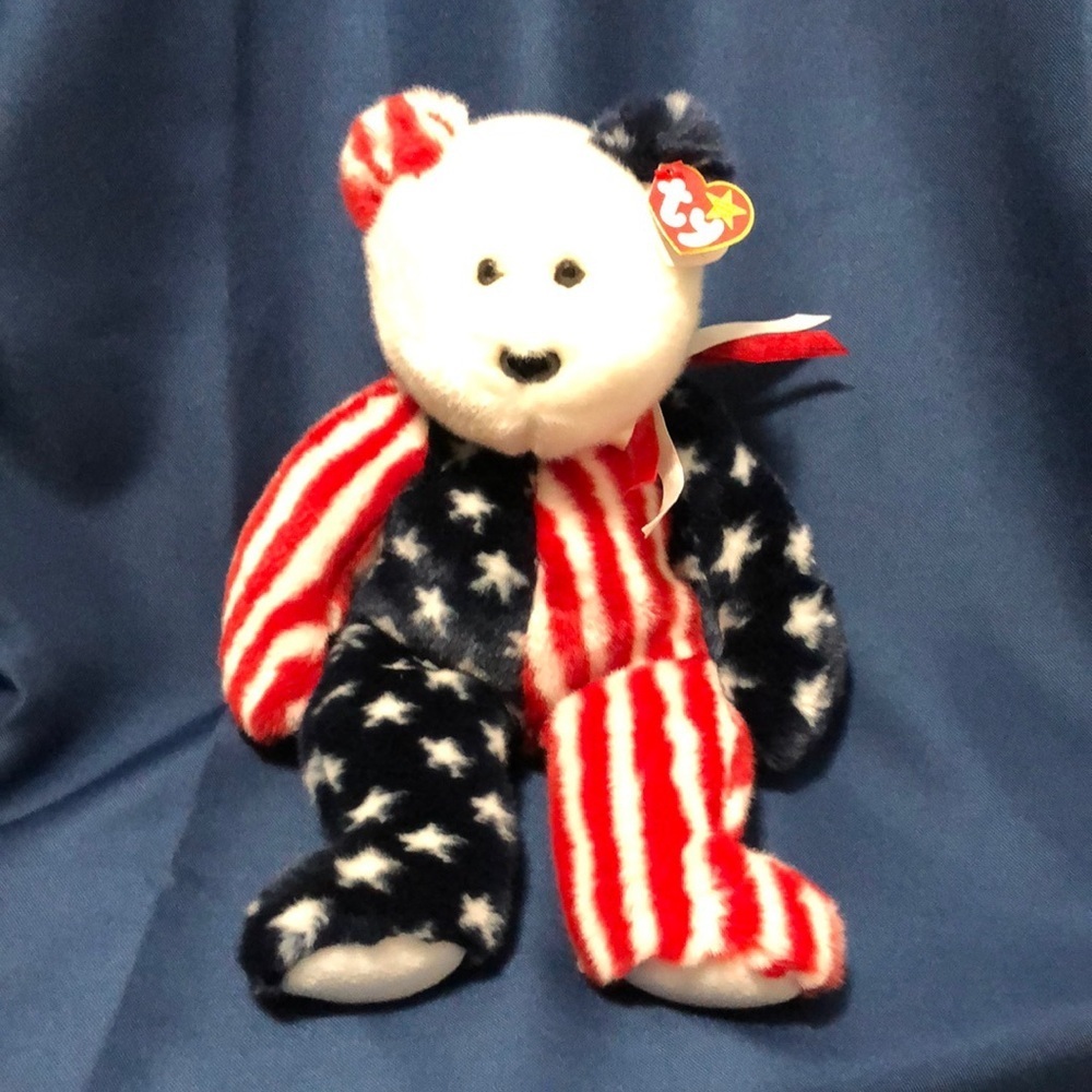 TY BEANIE BUDDY SPANGLE AMERICAN FLAG 4TH OF JULY